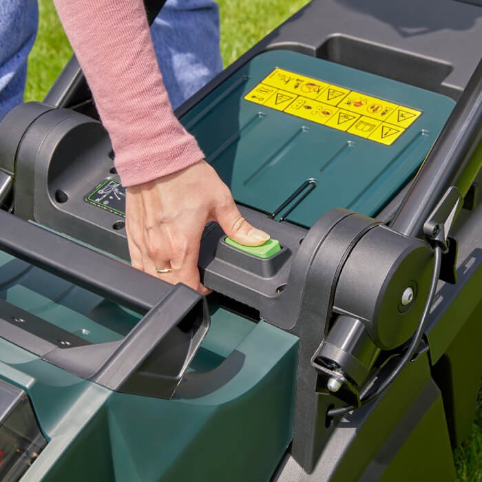 Adjusting the cutting height on the Hayter Hawk 36 lawnmower